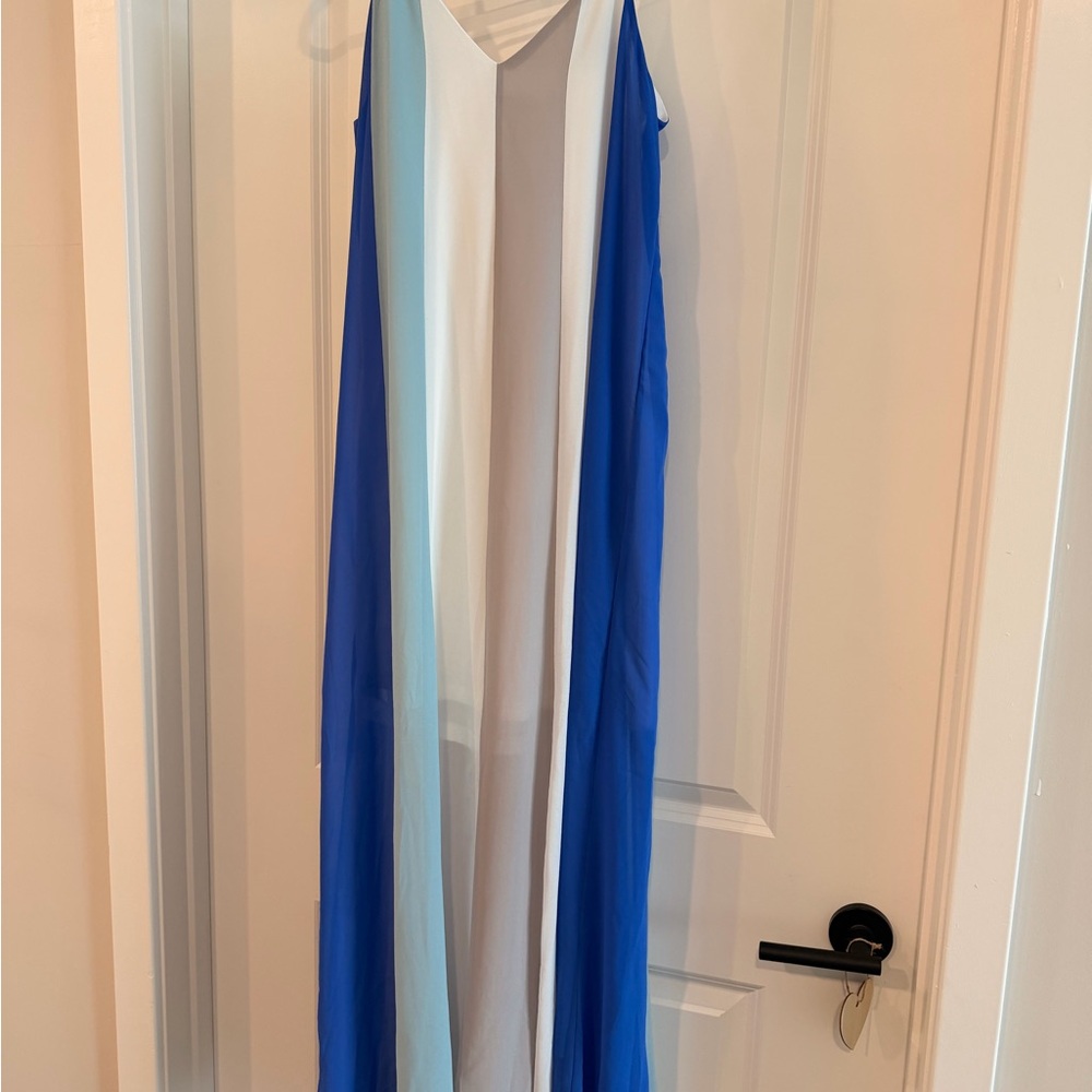 She + Sky Blue and White Maxi Dress